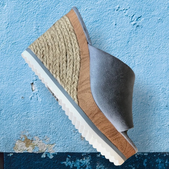 Soda Blue Grown White Platform Espadrille Wedge - Picture 7 of 9